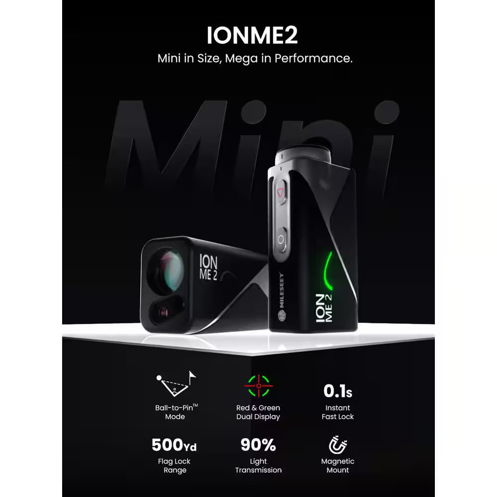 IONME2 Golf Rangefinder, OLED Display Golf Range Finder with Slope, 500 Yards, Pin Seeking, Magnetic, Compact Design