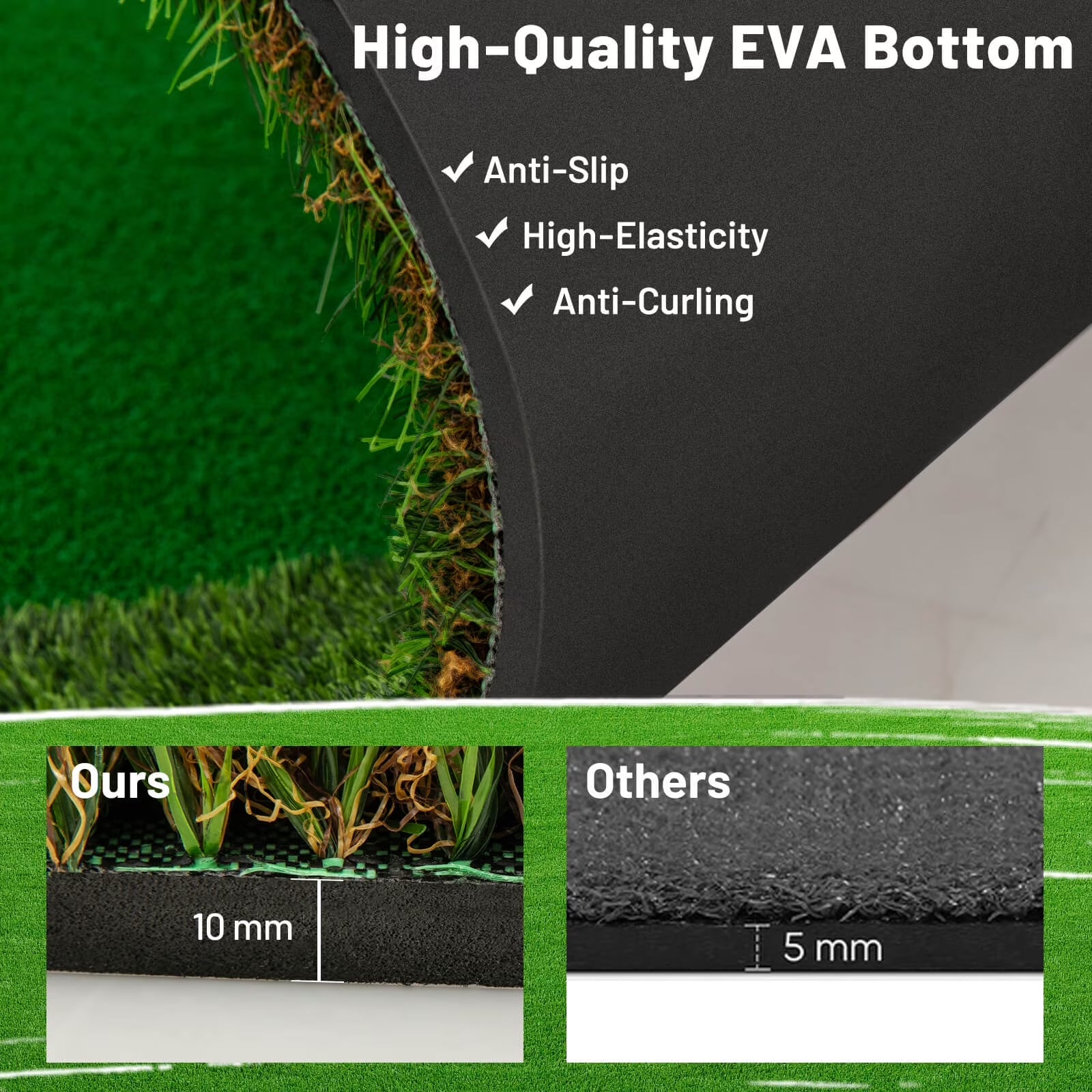 5 X 10 FT Professional Golf Practice Mat with 3 Holes and Golf Balls for Home