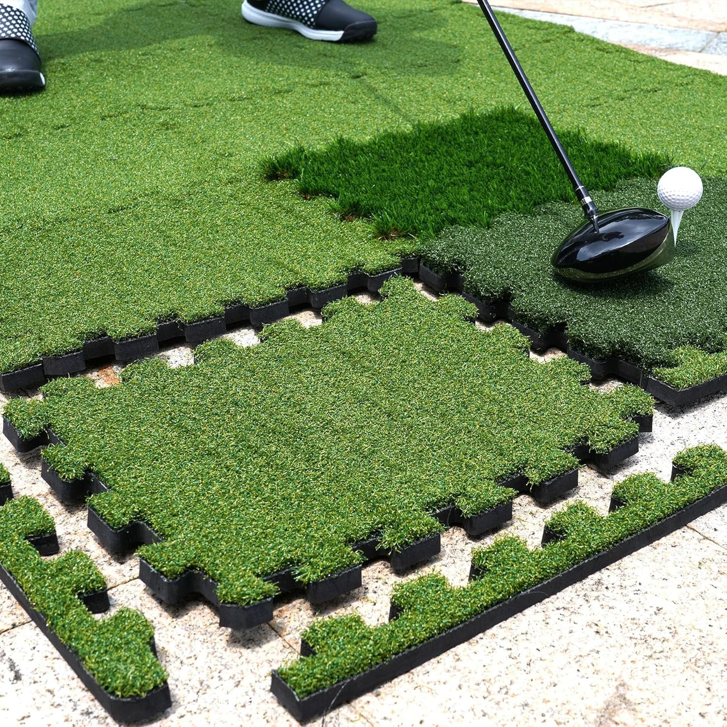 Premium Golf Hitting Mat for Indoor & Outdoor Practice with Tri-Turf Tiles 6.3'X