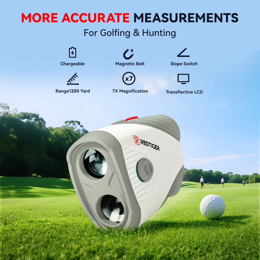 Laser Golf Range Finder, 7X Magnification Clear View 1200 Yards Laser Hunting Rangefinder, Slope Measurement, Flag Pole Lockin, Short, Gray