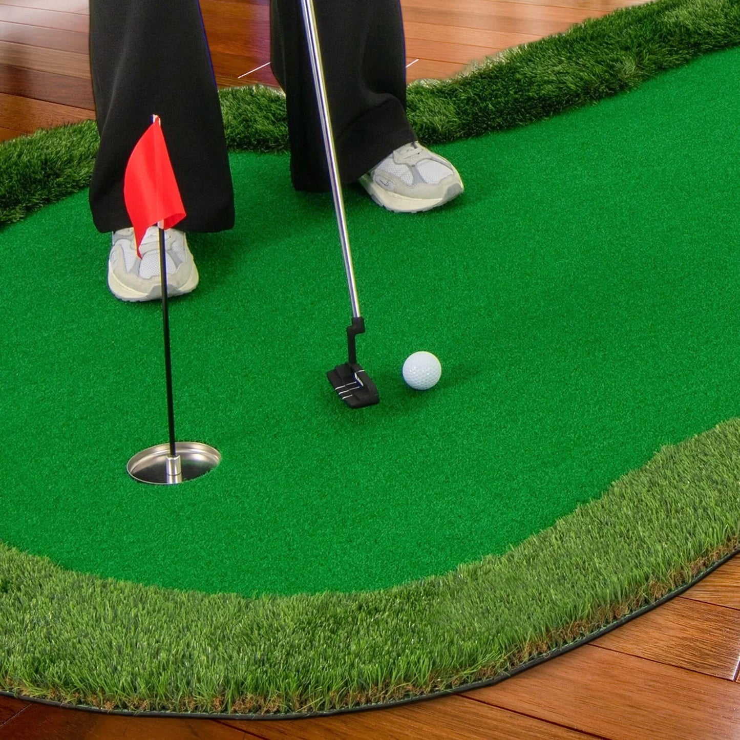 5 X 10 FT Professional Golf Practice Mat with 3 Holes and Golf Balls for Home