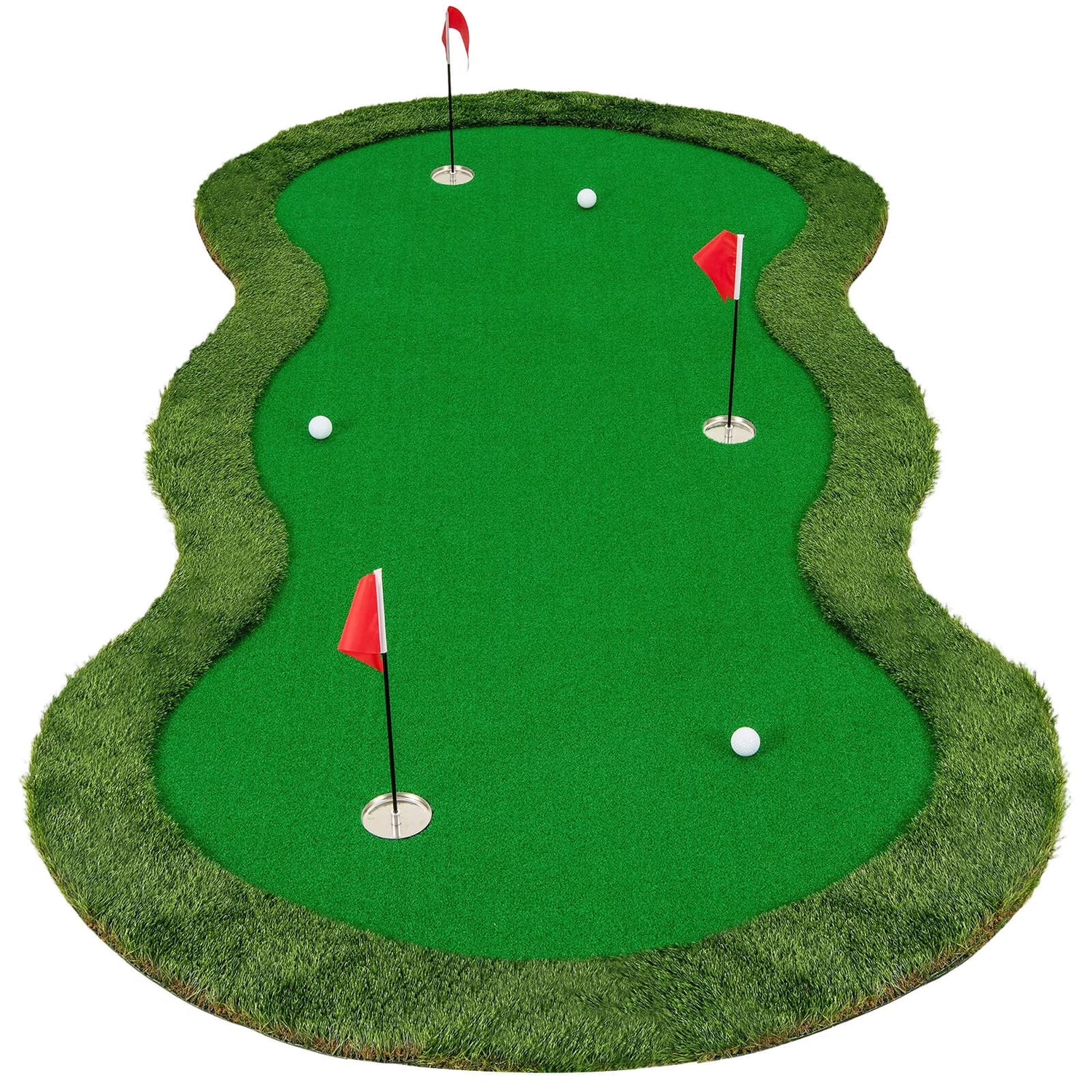 5 X 10 FT Professional Golf Practice Mat with 3 Holes and Golf Balls for Home