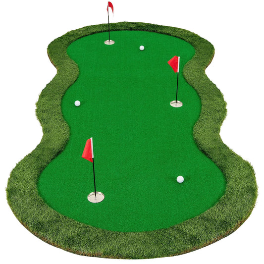 5 X 10 FT Professional Golf Practice Mat with 3 Holes and Golf Balls for Home