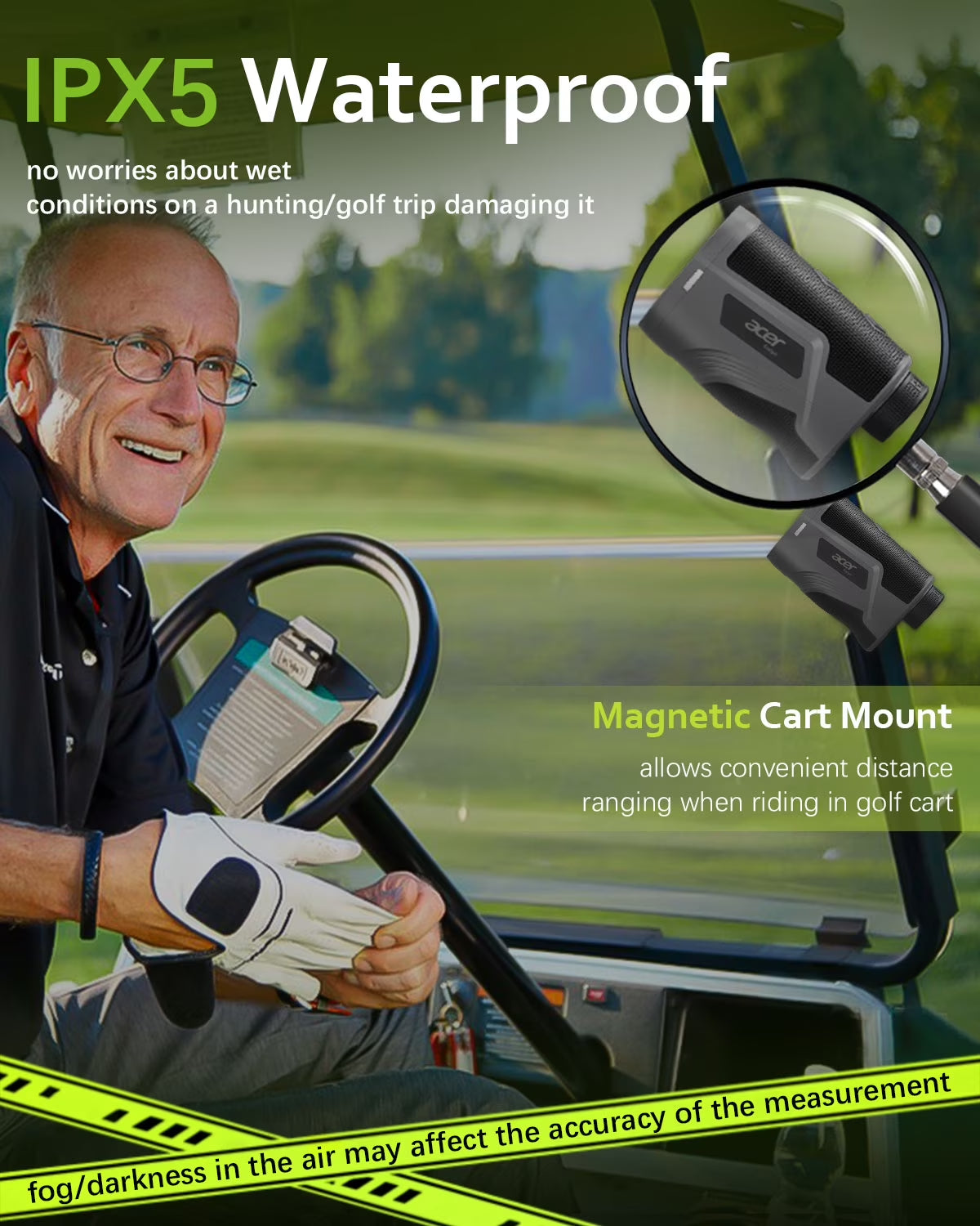 Golf Rangefinder with Slope Magnetic, 1200 Yards Laser Range Finder for Hunting Golf, 6X Magnification with Flag Pole Locking Vibration